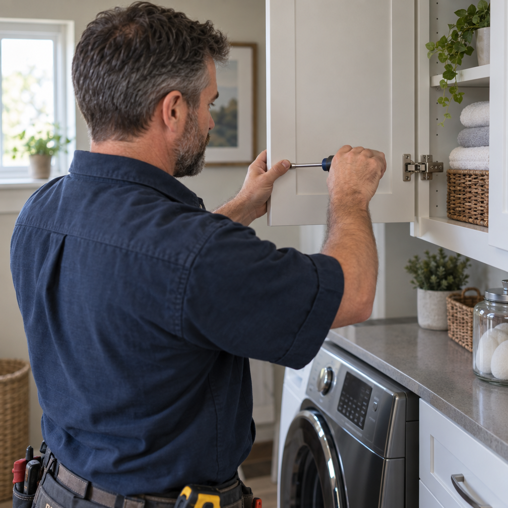 Local laundry cabinet installation