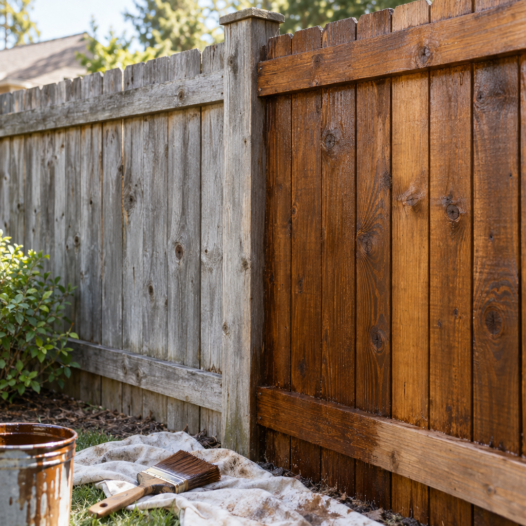 Fence repair and staining