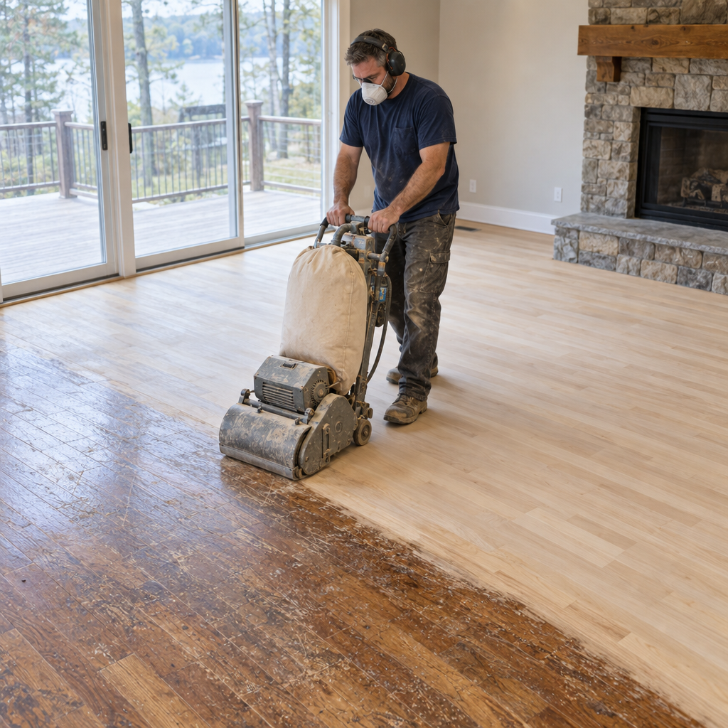Hardwood floor refinishing