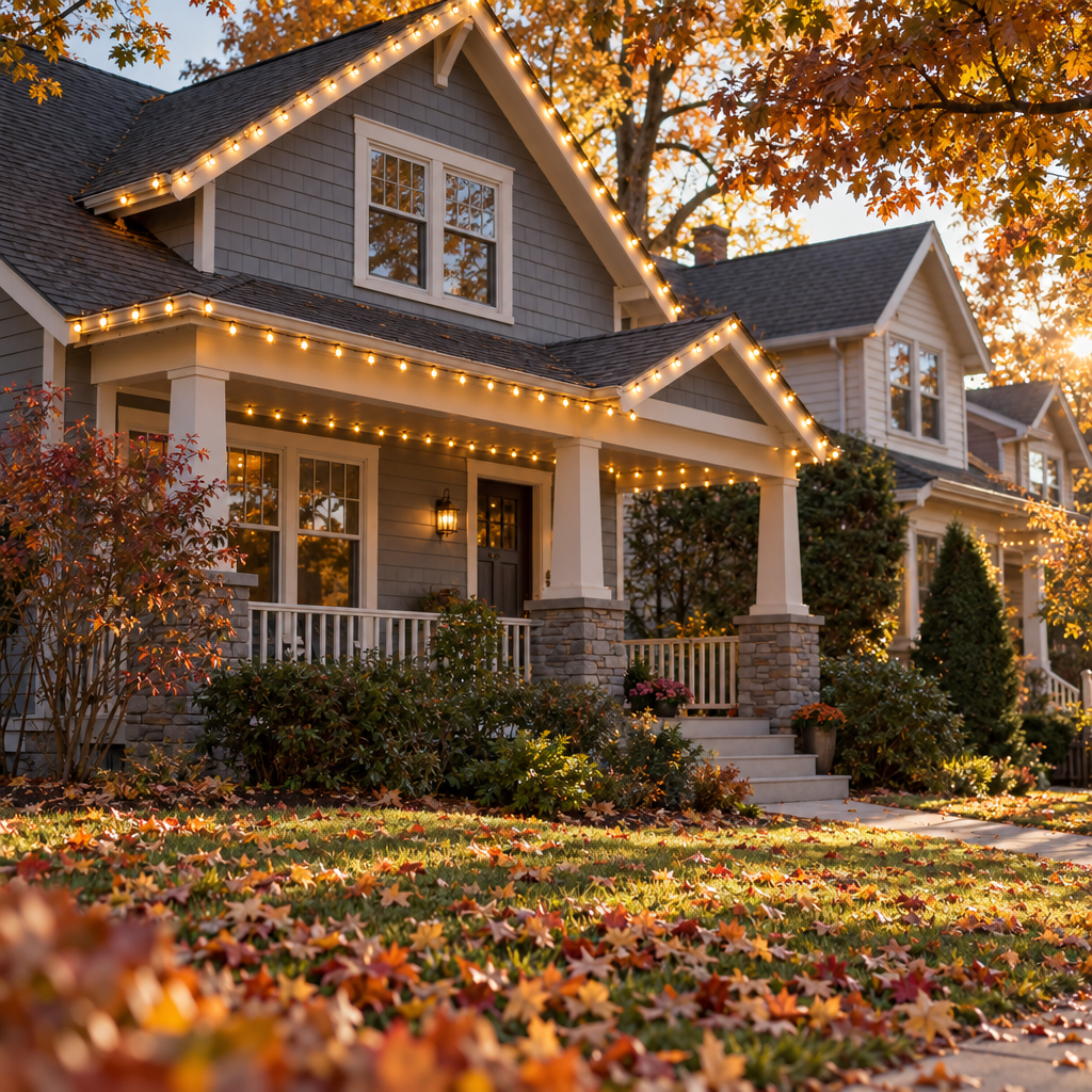 Holiday lights for porch and roofline