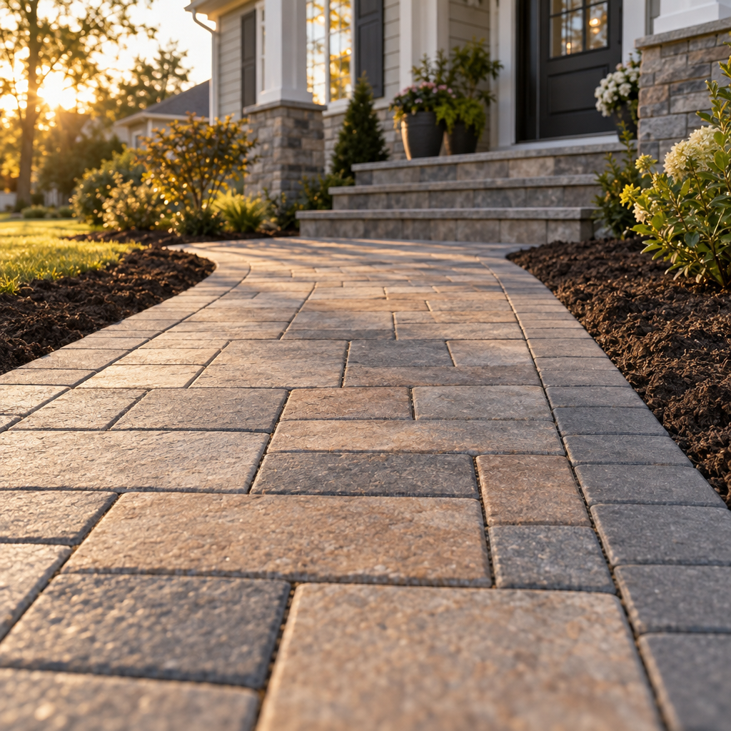 Dirt path to paver walkway