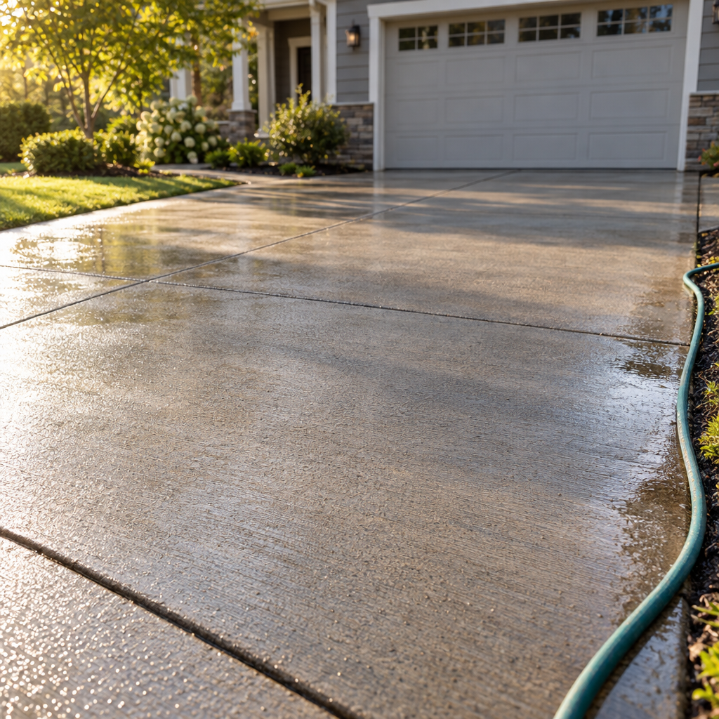 Driveway pressure washing