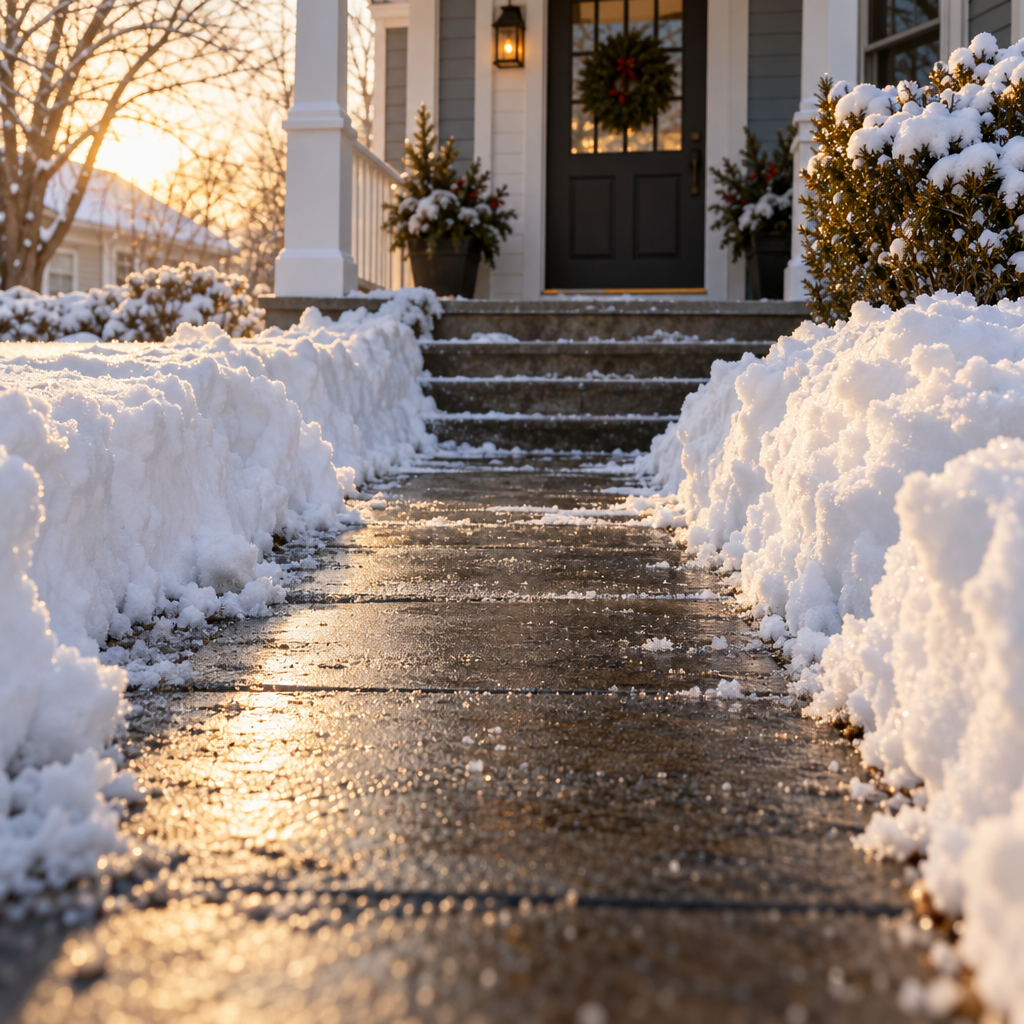 Front walk and step snow removal