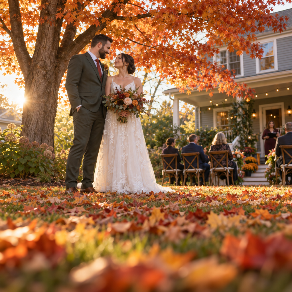 Fall micro-wedding photography